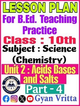 Class 10 Science Lesson Plan | Ch 2: Acids, Bases & Salts –Part 4 | Topic: Salts | B.Ed. Lesson Plan