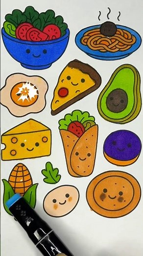 Cute Kawaii Food Coloring #coloring #art #drawing