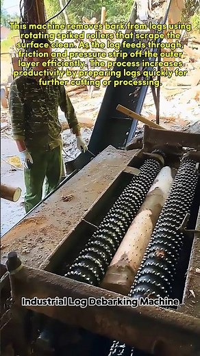 High-Speed Log Debarking Machine in Action #Woodwork #Forestry #Machine