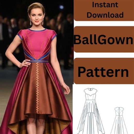 Hi-low Ball Gown Sewing Pattern PDF | High-low Wedding Dress Pattern | Formal Prom Gown DIY | Digital Download Pattern - Etsy