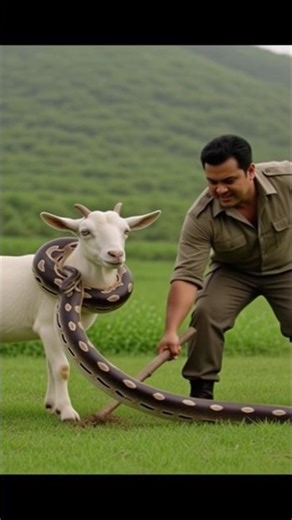A big snake attack the goat #funny #fun #animals #funnyshorts #youtubeshorts #shorts #short