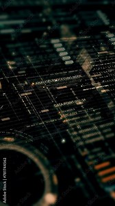 Futuristic metaverse hi-tech digital data telemetry with encrypted numbers display dynamic background for computer desktop vertical format screen display