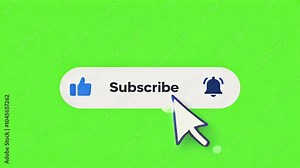 animation clickable subscribe button bell icon appearing green background featuring dynamic design alpha channel that makes ideal engaging video content 4K approve arrow blinking business Stock Video
