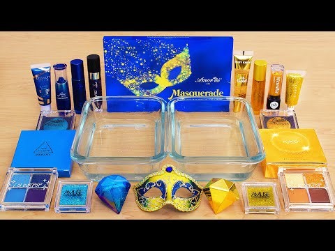 Blue vs Gold - Mixing Makeup Eyeshadow Into Slime ASMR