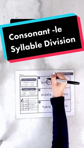 IMSE Orton-Gillingham Consonant -le Syllable Division