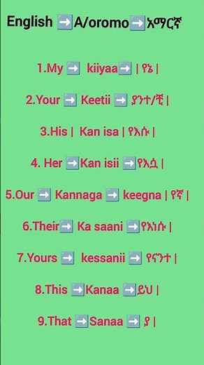 learn afaan oromo in English and Amharic easily