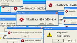 システムエラー。PCの障害。デスクトップ上の多くのポップアップウィンドウ、システムの不具合。透明な背景。