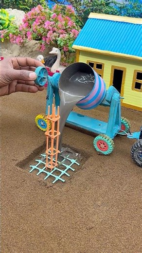 Mini Tractor Se Cement Pillar Ka Real Process 😱 | DIY Working Mini Construction Model