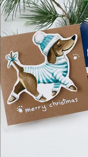 Dackel Weihnachtsgrüsse in Aquarell