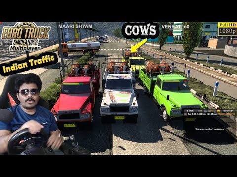 Cows Transport New Indian Traffic Convoy Driving with Steering ETS2 india