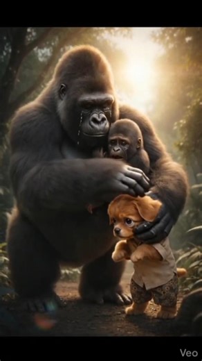 puppy has save baby gorilla!!#cute #shortvideo #puppy #story