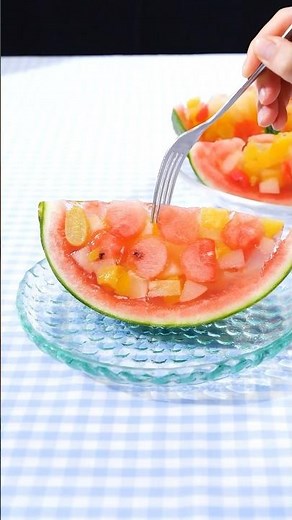 【みんなでスイカラフル🍉】丸ごとカラフルスイカゼリー作り方 #shorts