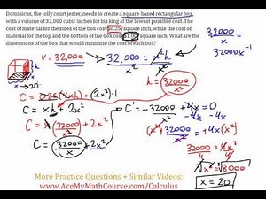 Optimization (Calculus) - Minimizing Cost