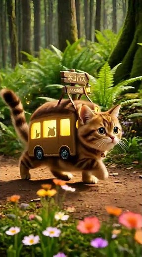 Real Life Catbus! 🐱🚌 | Tiny Kitten Meets Studio Ghibli Magic