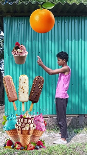 Orange To Cone Ice Cream, Chocobar Ice cream, Cup Ice cream, Kulfi Ice Cream - Vfx Magic Video #vfx