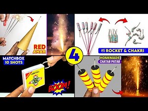 4 Best homemade crackers , how to make 1rs rocket and chakri , rollcap chatar patar , 10shot making