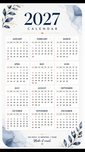 2027 calendar #calendar