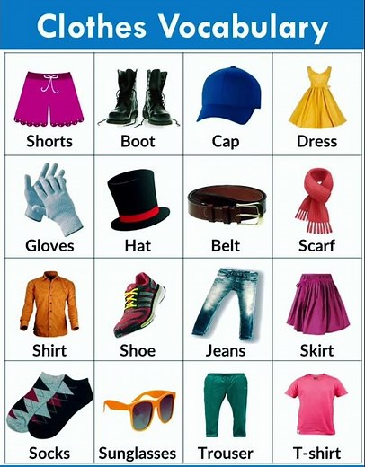 Clothes in English – Basic English Clothes Vocabulary - Names of clothes in English