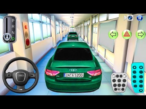 New Green Sedan Car Audi A5 in School Building - 3D Driving Class - Simulator Android Game Gameplay