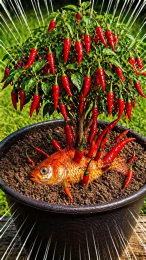 金魚上天堂了，我把它變成了一盆辣椒The goldfish has gone to heaven, and I turned it into a pot of chili peppers