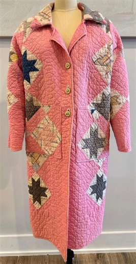 Vintage Quilt Duster Jacket - Pink Patchwork Coat, L/XL - Etsy