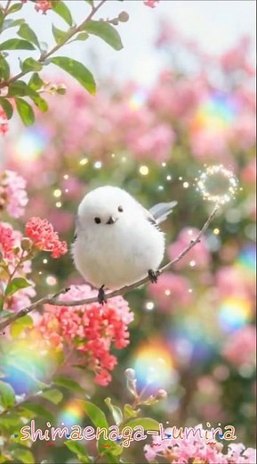 夏の光を集めるシマエナガ🕊️✨｜サルスベリの木の上で