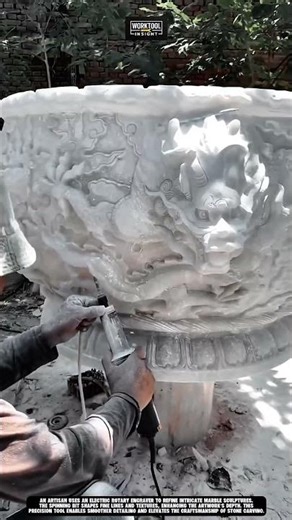 Detail marble carving using Work tool electric rotary engraver #tool #worktool