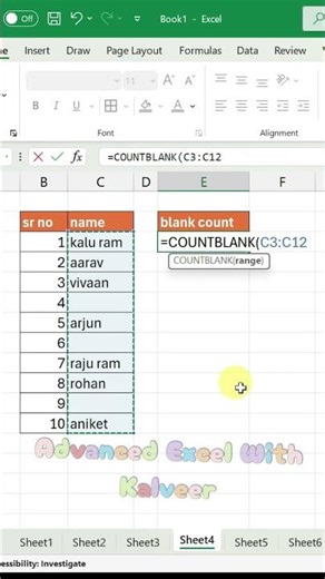 Excel COUNTBLANK Formula 🔥 Blank Cells Count करने का सबसे आसान तरीका