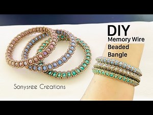 Beaded Bangle with memory wire || Memory wire beaded bangle || How to make beaded jewelry