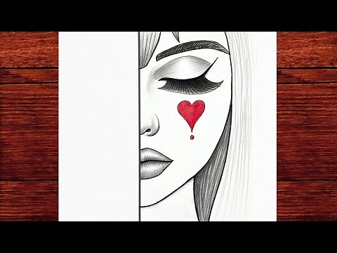 Aesthetic Girl Face (Half Portrait) | Simple Step-by-Step Pencil Drawing