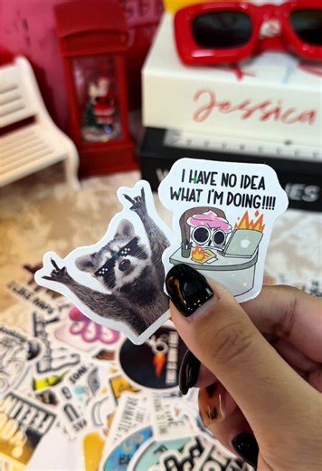 130 funny vinyl waterproof stickers in one pack for your water bottle or hard hat or laptop or ya know whatever #funnystickers #vinylstickers #stickers #tiktokshop #stickertok