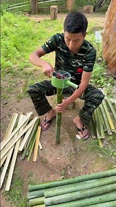 Mastering Bamboo Craft: Efficient Splitting with a Precision Tool #shorts