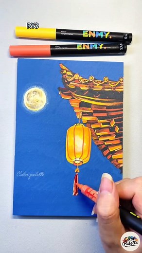 Chinese lantern 🏮 painting with acrylic pen paint 🖌️ #facebookpostシ #reelsfbシ #reelsviralシfb #fbreelsfypシ゚ #acrylic #reelsfypシ #artist #art #artcommunity #fblifestyle | Color Palette