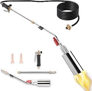 Propane Torch Weed Burner Kit 1,800,000 BTU with 10FT Hose Propane Burner with Fire Control and Self Igniter Multi-Use for Weeds Roofing Wood Ice Snow Melting BBQ Asphalt