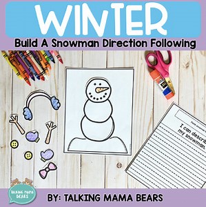 Winter Build A Snowman Following Directions Activity