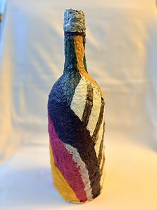 Hand-painted Upcycled Wine Bottle Vase | Gold & Purple Textured Decor With Rhinestones - Etsy