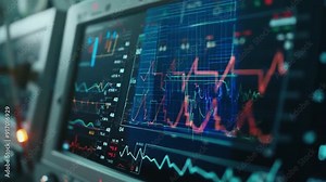 A close-up of a computer screen showing medical software that is used for equipment diagnostics in hospital engineering. Vital sign readouts with crisp details and a digital medical monitor display