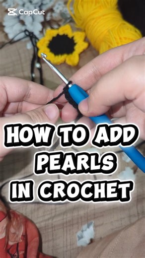 adding pearls in crochet #crochetcrosai #crochet #beginners