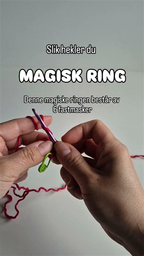 Slik hekler du magisk ring #hekling #crochet #crochettutorial #vmbøttehatt #bøttehatt