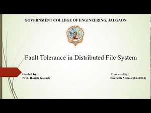 Distributed File Systems: Fault Tolerance