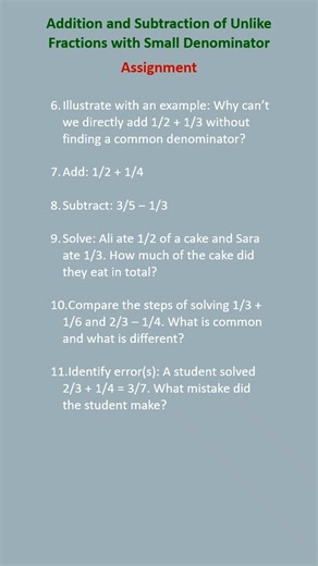 Goldy’s Classroom on Instagram: "Addition/ Subtraction of Unlike Fractions This is Fraction Series for classes 1- 8. In this series different concepts related to fractions are explained in a very simple language using daily life examples. It is a valuable resource for teachers, parents, and students. Teachers can use it in the classroom, parents can share it at home, and students can watch it independently to enhance their understanding. Like, Share, Subscribe and follow: Goldy’s Classroom YouTu
