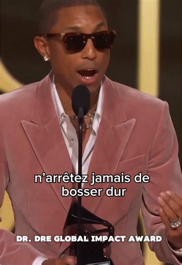 Le discours inspirant du producteur, chanteur, designer #PharrellWilliams lors des Grammy Awards 2026 où il a reçu le prix “Dr Dre global impact award” qui récompense les artistes qui ont eu un impact sur le monde de la musique ✨ #Grammys #Grammys2026 #discours #speech