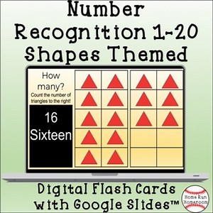 Shapes Number Recognition 1-20 Google Classroom™ Digital Flash Cards