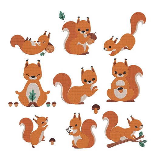 Squirrel Embroidery Design, Cartoon Squirrel Woodland Animal Machine Embroidery File, Forest Animal Instant Download - Etsy