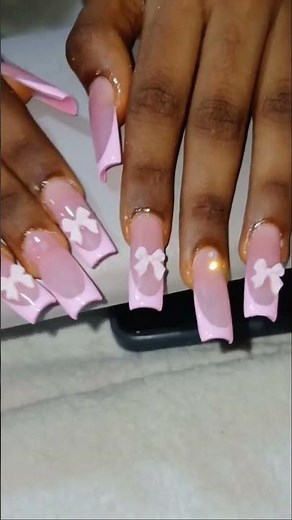 🌸 Beautiful Pink Bow Nail Art Design 💅 | Easy Acrylic Nail Tutorial #NailArt