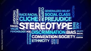 Stereotype animated tag word cloud;text design animation kinetic typography seamless loop.
