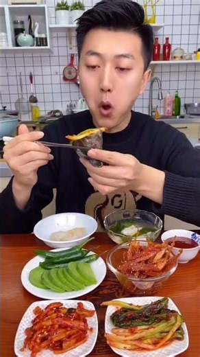 Simple four dishes and one soup and green chili peppers with spicy kimchi asmr (Second Part)...#asmr