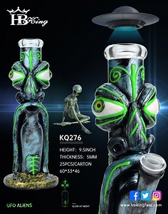 [Hot Item] Hbking Aliens Style 3D Hand Painting Luminous Water Pipes Glass Smoking Pipes