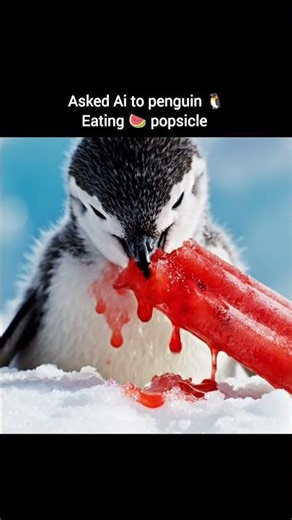 penguin 🐧 eating watermelon 🍉 popsicle asmr #shorts #asmr #popsicle #satisfyingvideo