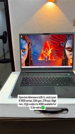 Dolf technologies | Laptops and phones in lagos💻 on Instagram: "Open box Alienware m16 r1, amd ryzen 9 7000 series, 13th gen, 2TB ssd, 16gb ram, 12gb nvidia rtx 4080 available for 3.3m naira ✅ Specs: Alienware m16 Gaming Laptop - 16-inch QHD+ 240Hz 3ms Display, AMD Ryzen 9-7845HX, 16GB DDR5 RAM, 2TB SSD, NVIDIA GeForce RTX 4080 12GB GDDR6, Windows 11 Home - Dark Metallic Moon Address: Mokland plaza 3/9 Olu Koleosho street, computer village, Ikeja, lagos. Nationwide delivery 🚚 Payment on delive